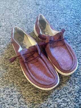 Hey Dude Burgundy Slip-On Canvas Sneakers